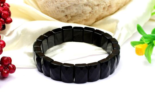 Black Jade rectangle Faceted Beads Bracelet