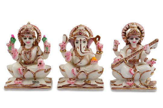 Ganesh Laxmi Saraswati in Marble