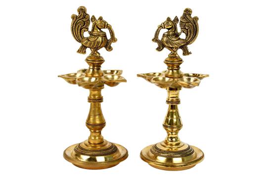 Peacock Desinger Diyas - Set of 2 - Small