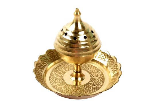 Floral Agarbatti Stand in brass - I