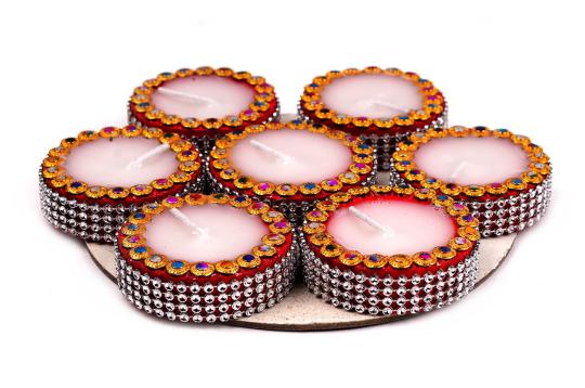 Designer Wax Diyas for Diwali - Set of 7