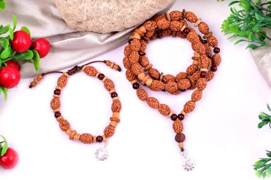 3 mukhi Agni mala and bracelet set