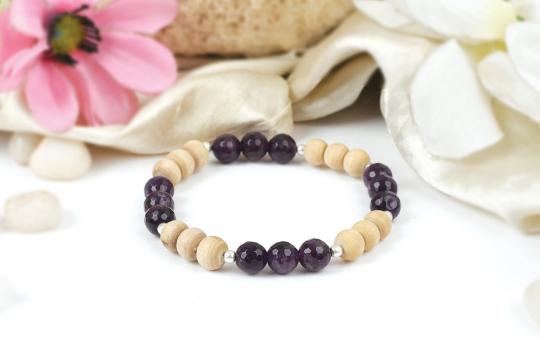 Amethyst and Tulsi beads bracelet