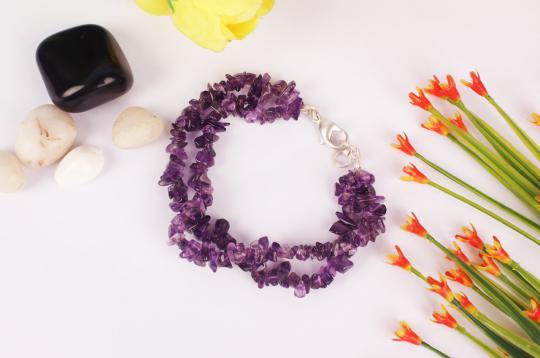 Amethyst Double turn Bracelet - Uncut beads