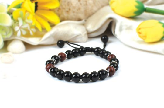 Black Agate and Red sandalwood Bracelets