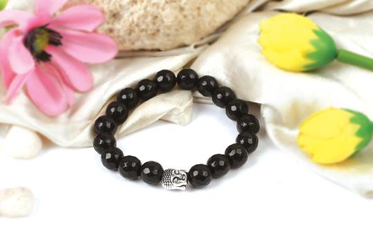 Black Agate with Buddha Bracelet