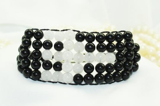 Black and White Agate Multi Beads Bracelet