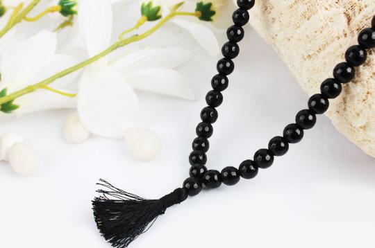 Black Jade Faceted mala - 8mm