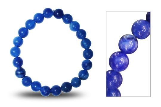 Blue Agate Round Bead Bracelet