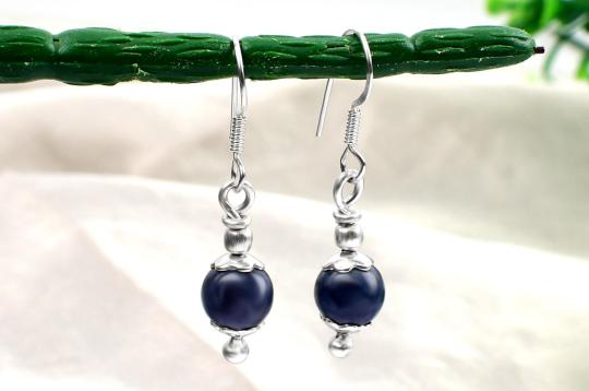 Round Blue Sapphire Earrings