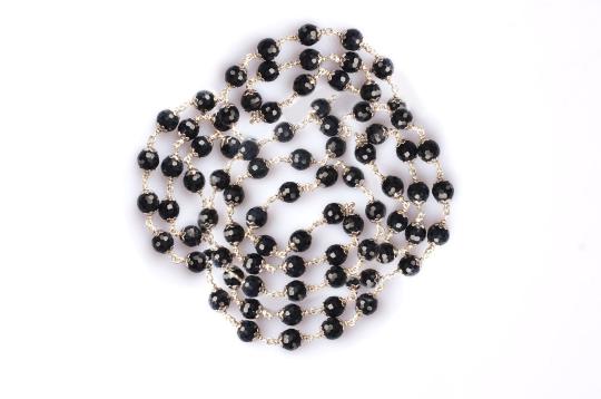 Blue Sapphire faceted mala in pure silver flower caps-8 mm