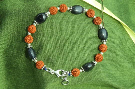 Blue Sapphire with Rudraksha Beads Bracelet