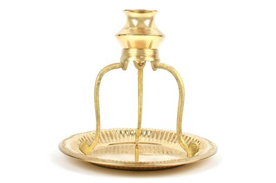 Brass Abhishek Pot with stand and plate