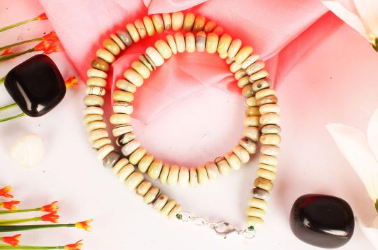 Butter Jade Necklace - Elliptical Beads