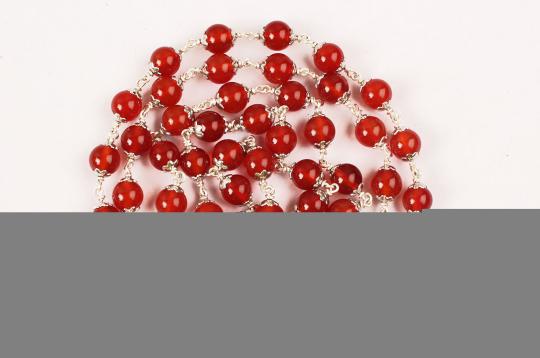 Carnelian Mala in Pure silver flower caps