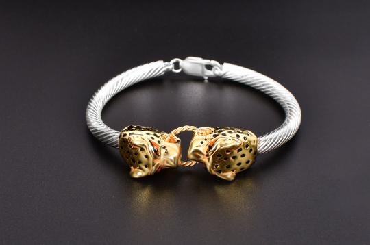 Cheetah Headed Kada in Pure silver