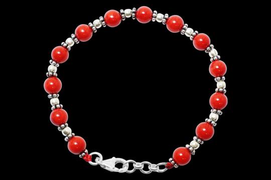 Coral Bracelet in pure silver