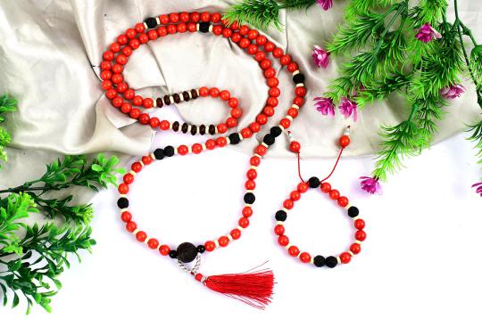 Coral mala and bracelet
