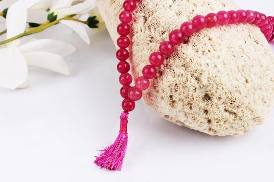 Dark Pink Jade Round mala - 8mm