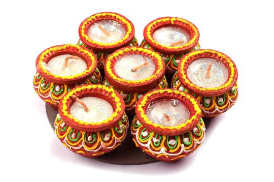 Decorative Earthern lamps - Set of 7 - Design I