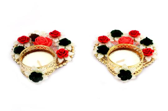 Rose Crafted Designer Diyas ( Set of 2)