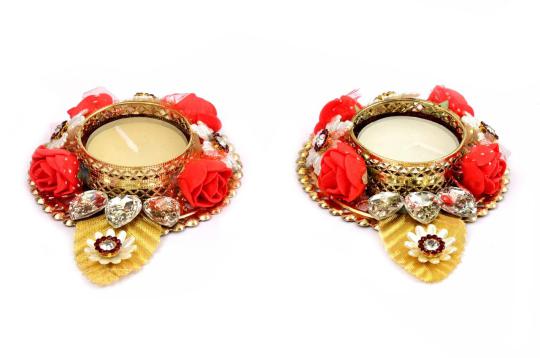 Lotus/Rose Crafted Designer Diyas (Set of 2)