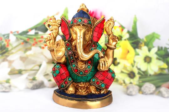 Divya Ganesha Idol with Stone Work - I