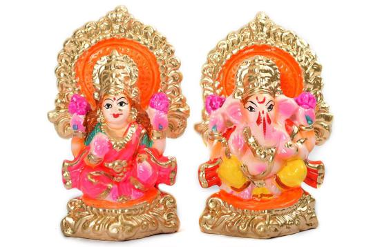 Diwali Ganesh Laxmi Clay Idols - Big