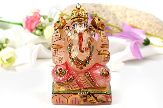 Exotic Ganesh Idol in Rose Quartz - 475 gms
