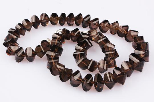 Faceted Smoky quartz beads necklace