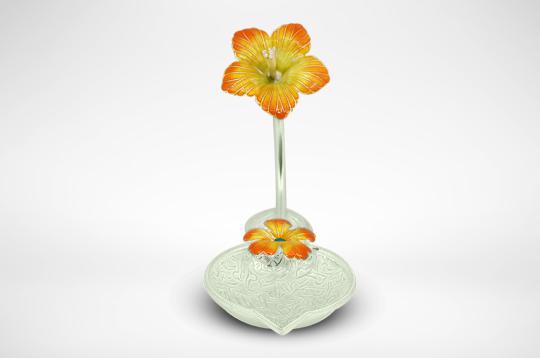 Flower diya in pure silver