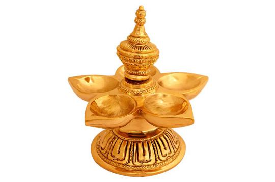 Flower Oil Lamp in brass
