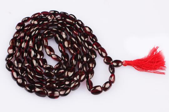 Garnet oval beads mala