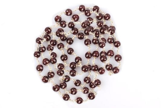 Garnet Round Mala in silver - 8mm