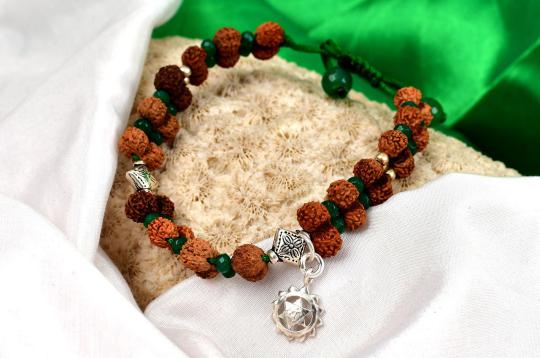 Gauri Shankar Rudraksha and Emerald Bracelet