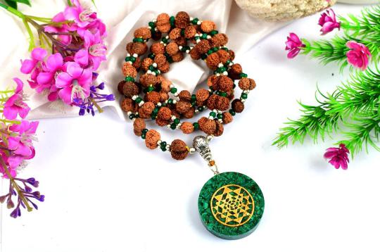 Gauri Shankar Rudraksha and Emerald Mala