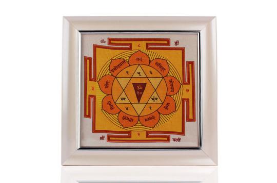 Gayatri Yantra on silk with frame