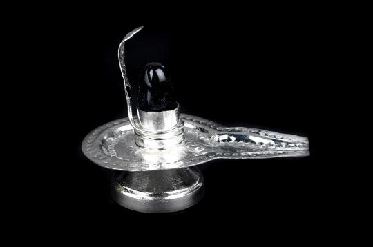 German Silver Yoni Base with Blue Sunstone Lingam