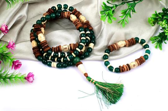 Green Agate mala and bracelet