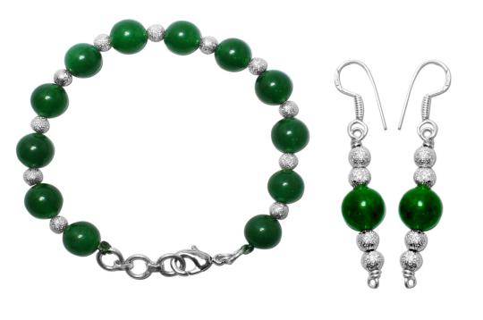 Green Onyx Bracelet and Earrings set - 10mm