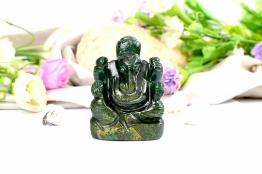 Green Jade Ganesha - Right Trunk - 94 gms