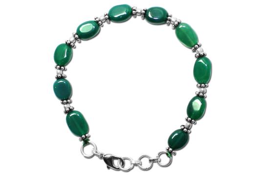 Green Onyx Oval Bracelet - 8mm - Design I