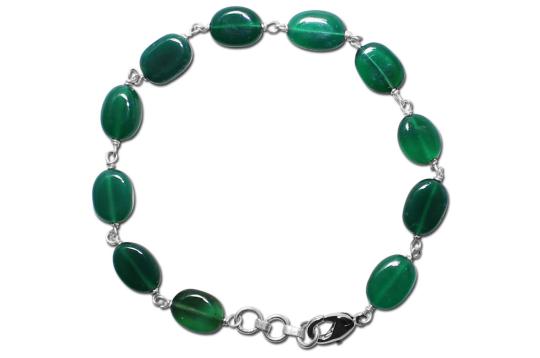 Green Onyx Oval Bracelet - 8mm - Design II