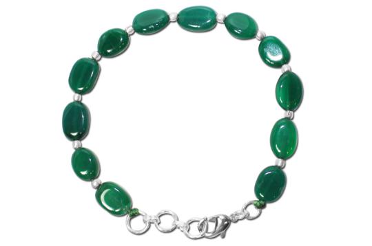 Green Onyx Oval Bracelet - 8mm - Design III
