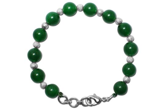 Green Onyx Round Bracelet with german silver balls