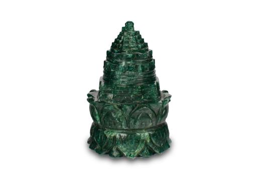 Green Jade Shree Yantra on Lotus - 379 gms
