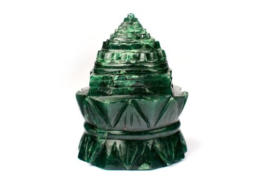 Green Jade Shree Yantra on Lotus - 437 gms