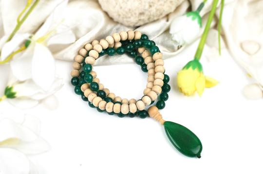 Green Onyx and Tulsi beads Mala