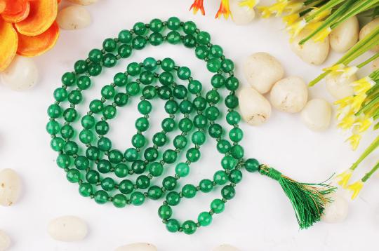 Green Onyx Mala - faceted