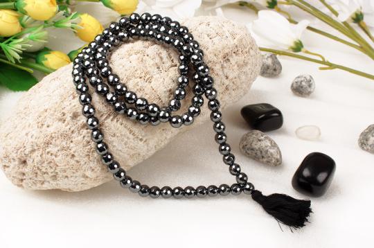 Hematite Faceted Mala - 8 mm